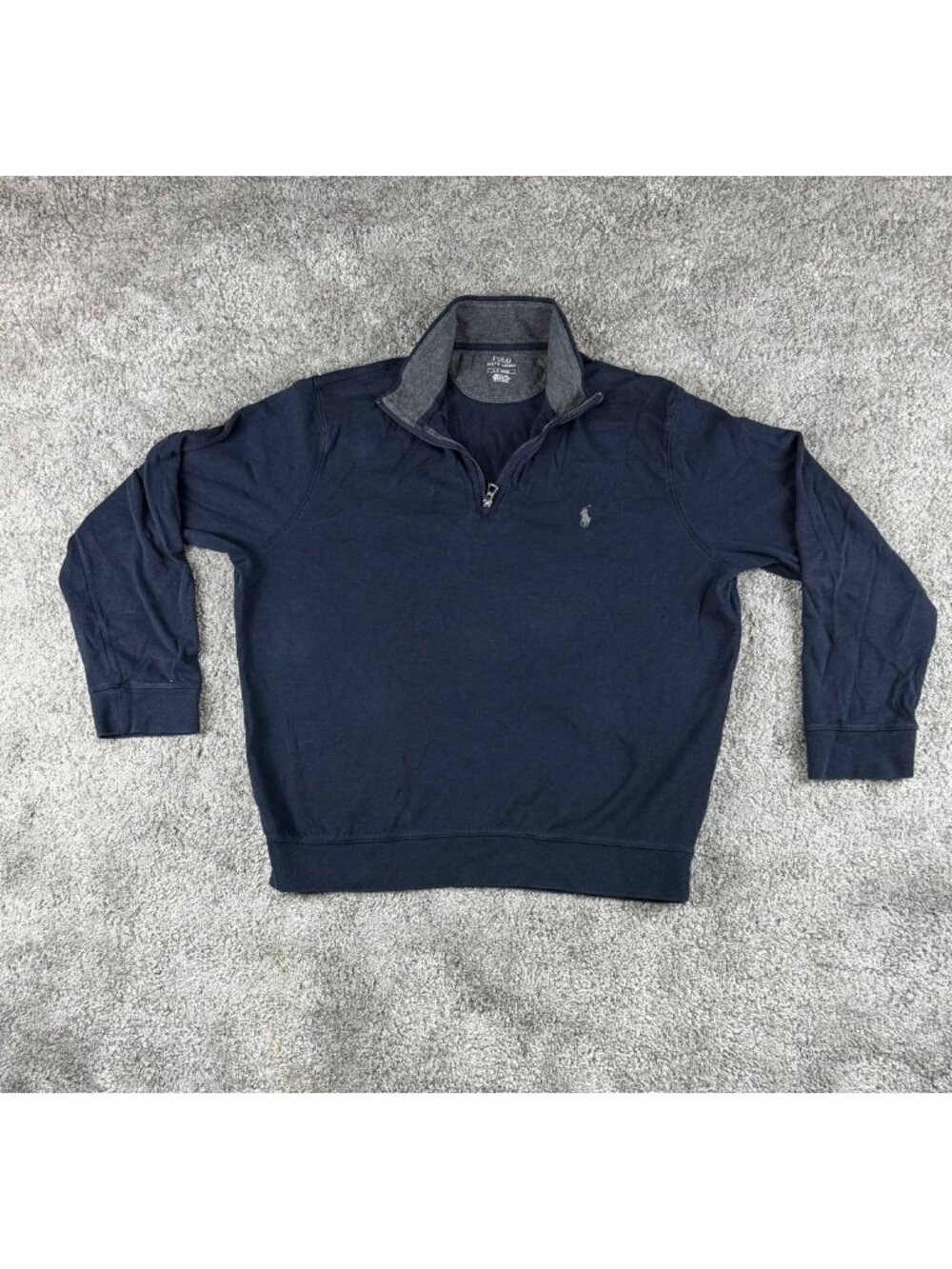 Polo Ralph Lauren Quarter Zip Pullover Navy Blue Size Large Cotton